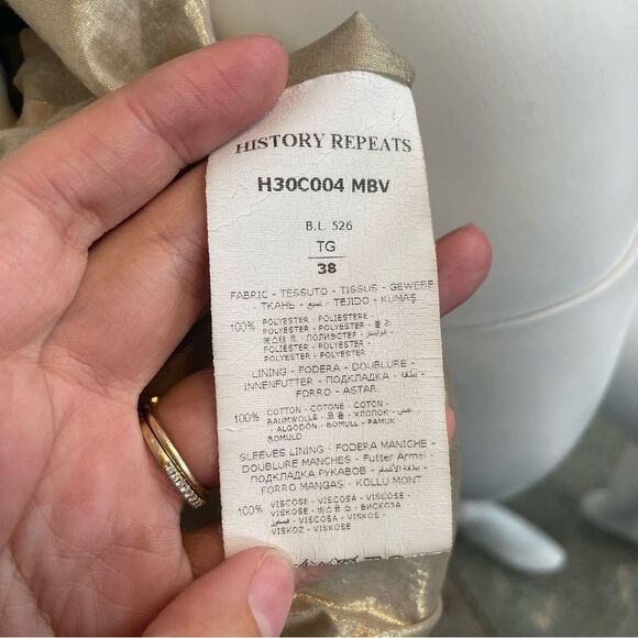 History Repeats by Michele Rossi Green Faux Fur Bomber Made in Italy Size 38 - Picture 8 of 10